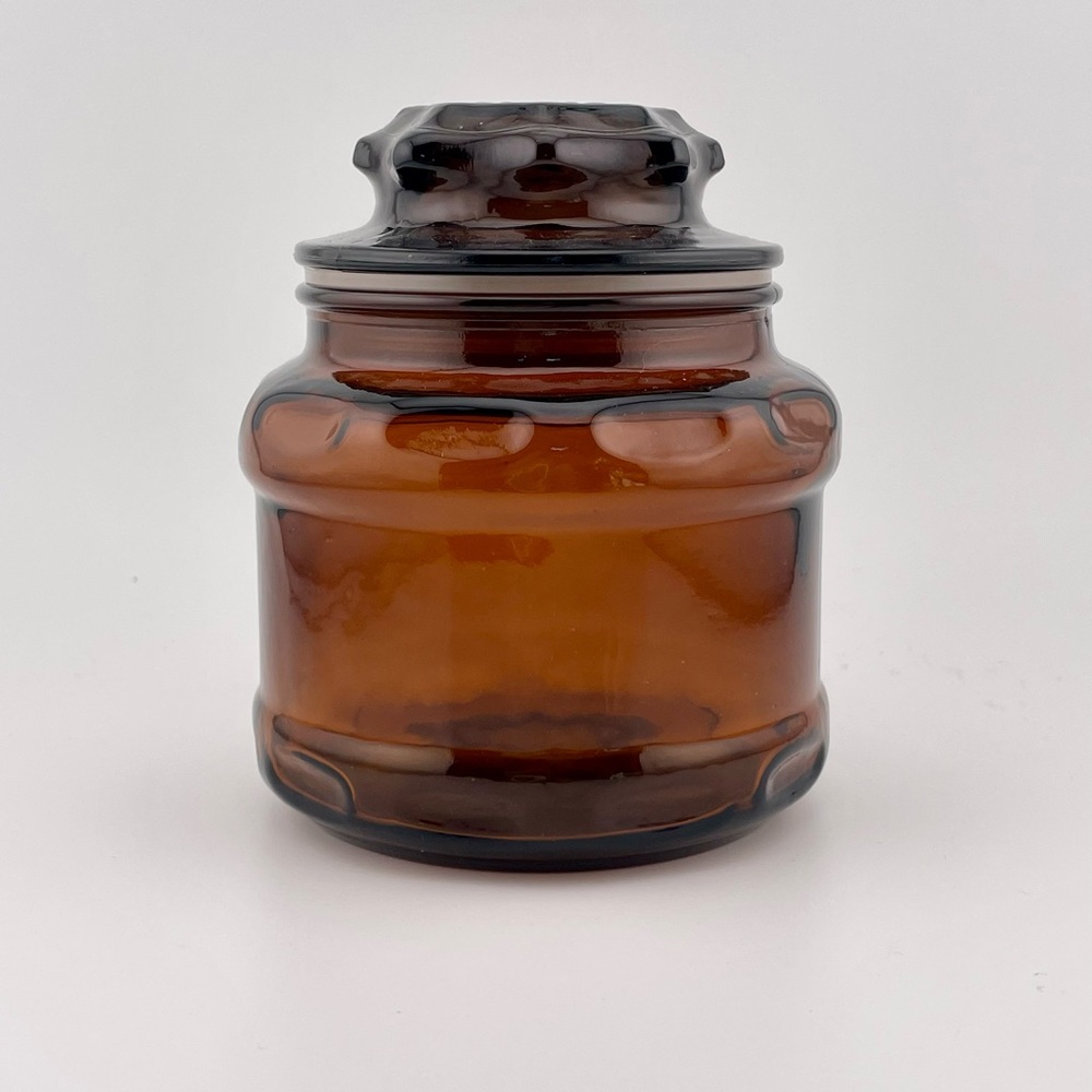 Vintage, Dark Amber Glass Apothecary Jar with Airtight Lid